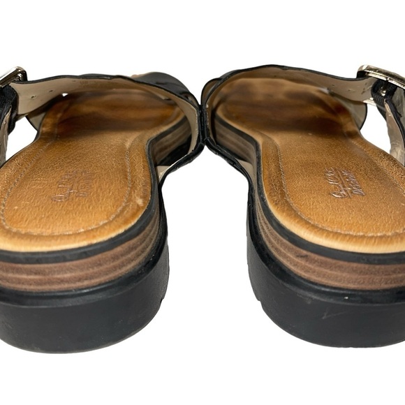 Dr. Scholls Original Collection Sandals Size 10M Black Leather Slip On Cushioned - Picture 7 of 12